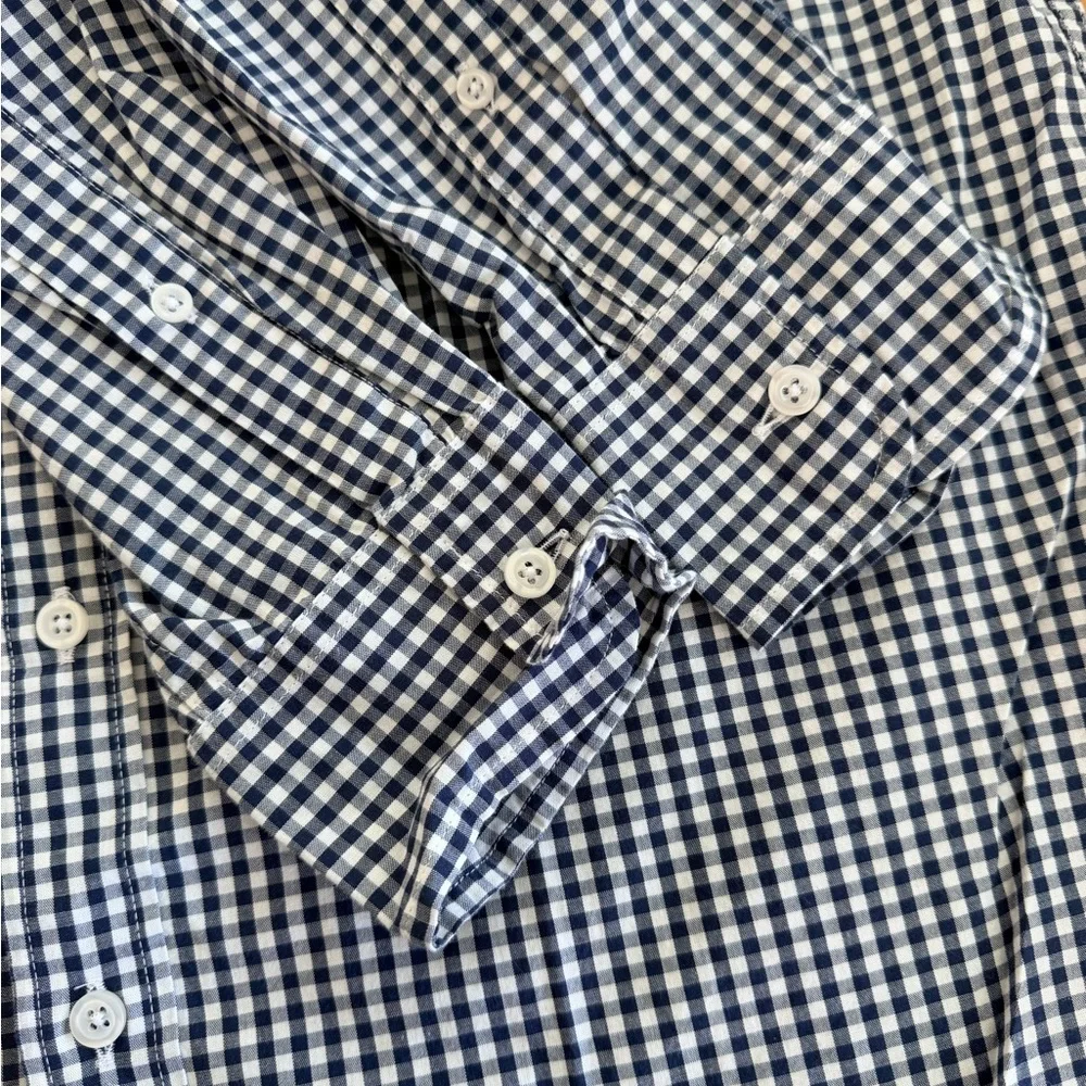 J. Crew Men's Navy and White Check Shirt NWT LARGE TALL Flex Button Up Shirt